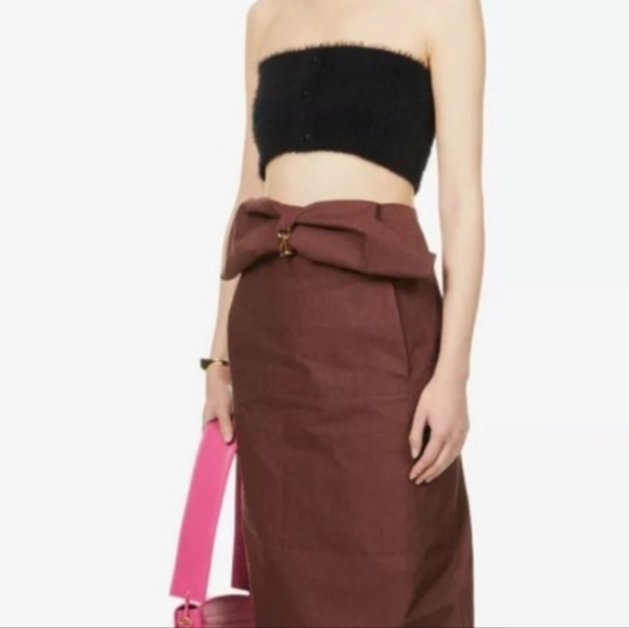 Jacquemus le bandeau Neve Black Fuzzy Tube Crop Top - Picture 2 of 5